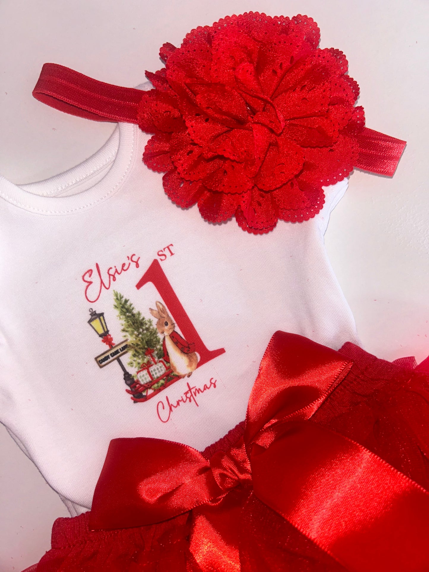 Girls personalised first Christmas outfit