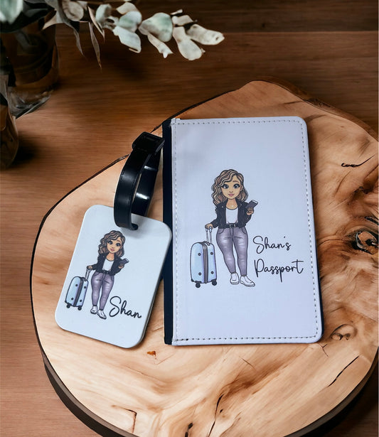 Personalised passport cover and luggage tag