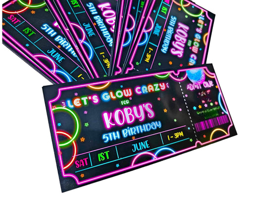 Let's Glow Crazy Birthday Invitations