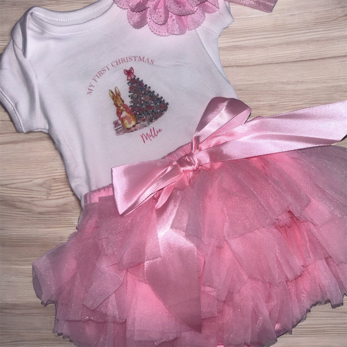 Girls personalised first Christmas outfit