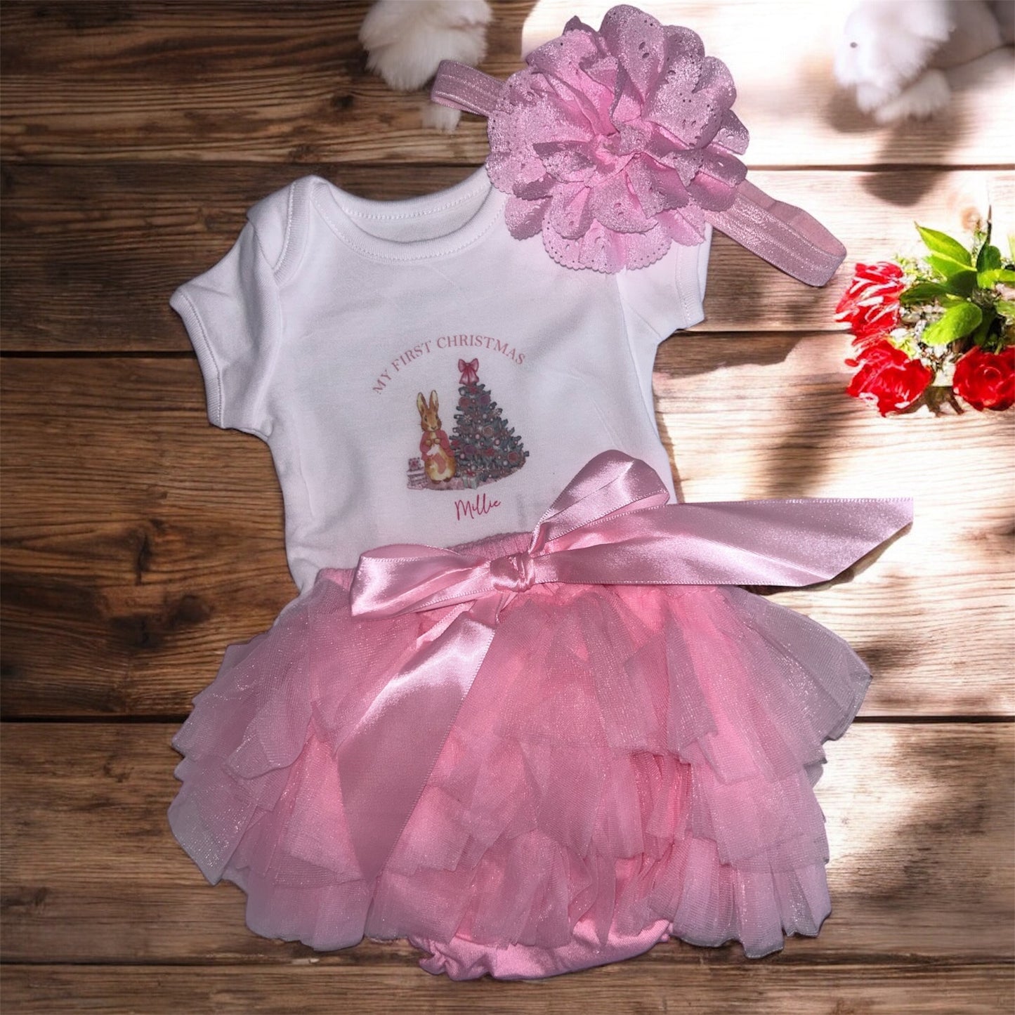 Girls personalised first Christmas outfit