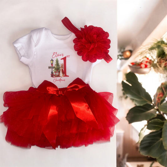 Girls personalised first Christmas outfit