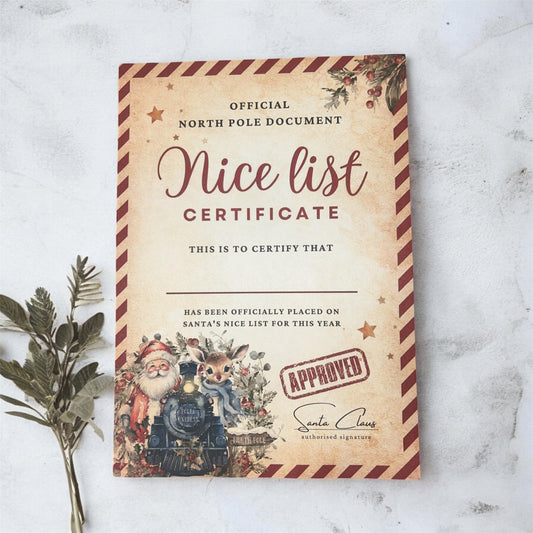 Personalised Nice list certificate