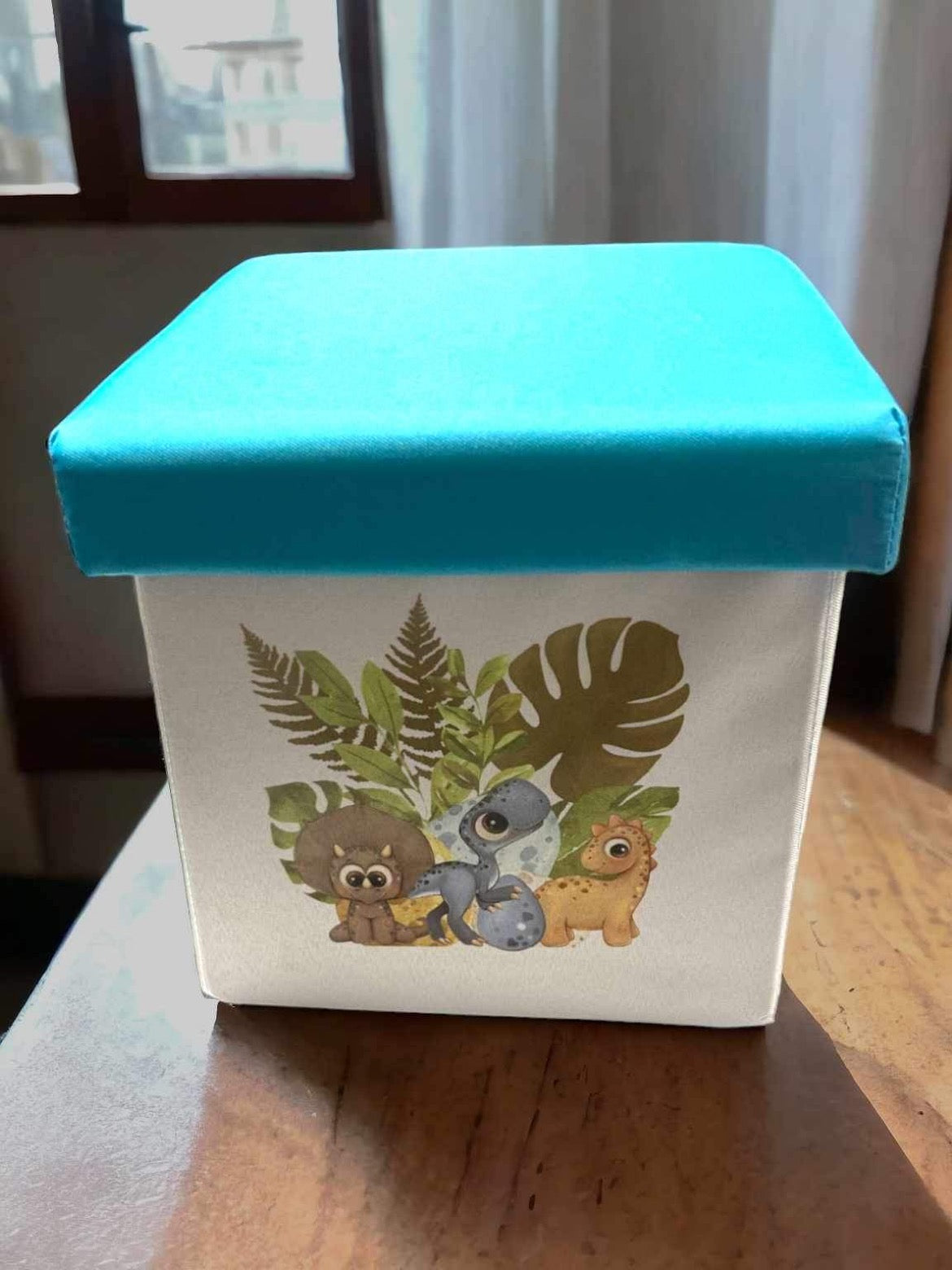 Personalised Children’s storage stool dinosaur theme